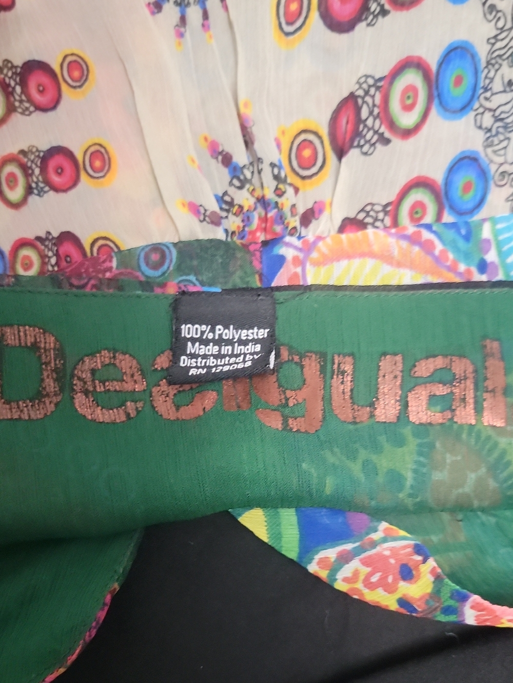 Desigual Large* Vintage Y2K Patchwork Mesh Sheer Button Down Blouse Boho - Picture 7 of 7
